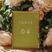 Numéro De Table Modern Minimalistic Lime Green Wedding