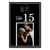 Numéro De Table Modern Monogram Photo Wedding Table Number Card (Dos)