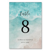 Numéro De Table Modern Ocean Tide Watercolor Beach Wedding (Dos)
