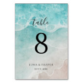 Numéro De Table Modern Ocean Tide Watercolor Beach Wedding (Par défaut)