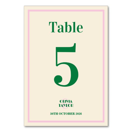 Numéro De Table Modern Retro Striped  Wedding Information  (Par défaut)