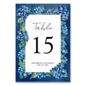 Numéro De Table Modern Rustic Navy Blue Hydrangeas Striped Wedding (Par défaut)