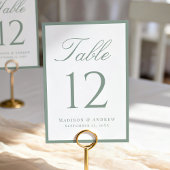 Numéro De Table Modern Sage Green Border Wedding