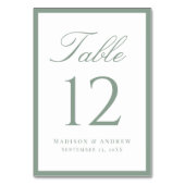 Numéro De Table Modern Sage Green Border Wedding (Par défaut)