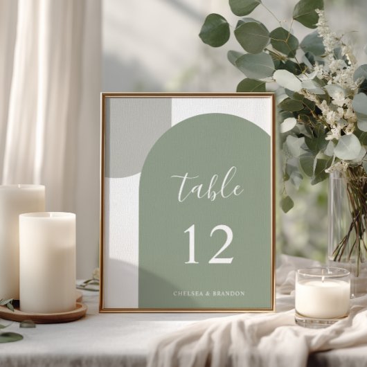 Numéro De Table Modern Sage Green Rustic Boho Arch Table Number