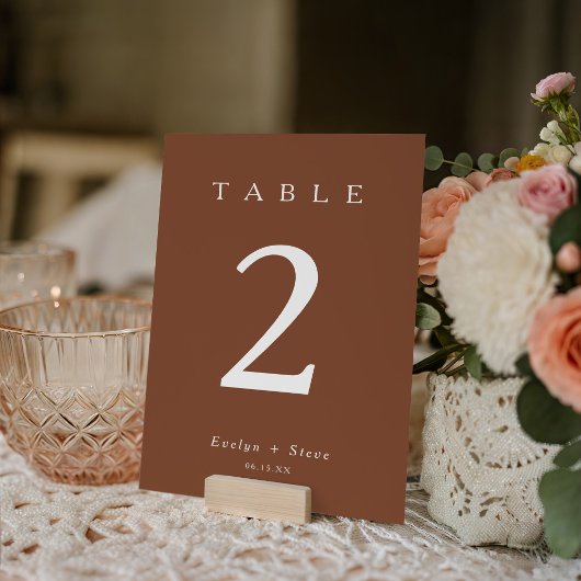 Numéro De Table Modern Terracotta Wedding Table Number