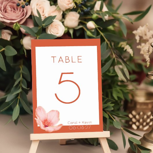 Numéro De Table Moderne audacieux mariage orange clair