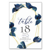 NUMÉRO DE TABLE | Moderne Bleu Indigo Foncé et Or (Dos)