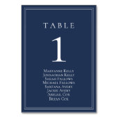 Numéro de table moderne bleu marine avec carte de  (Dos)