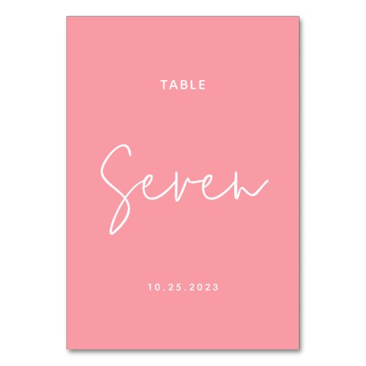 Numéro De Table Moderne Chic Pastel rose manuscrit Mariage de scri (Par défaut)