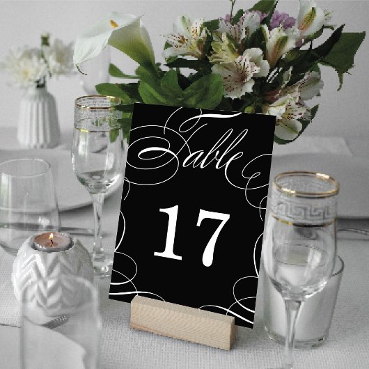 Numéro De Table Moderne classique élégante calligraphie Swash Mari
