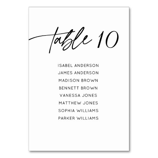 Numéro De Table Moderne Élégant Calligraphie Script Mariage Siège (Par défaut)