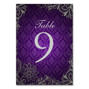 Numéro De Table moderne élégant damask violet mariage
