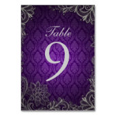Numéro De Table moderne élégant damask violet mariage (Dos)