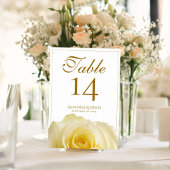 Numéro De Table Moderne Elégant Rose Jaune Mariage Floral