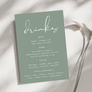 Numéro De Table Moderne Elegant Sage Green White Mariage Menu bois