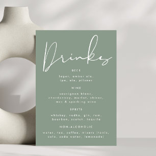 Numéro De Table Moderne Elegant Sage Green White Mariage Menu bois