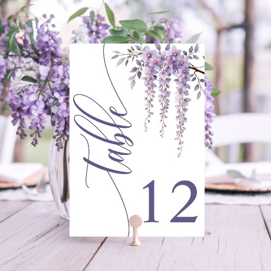 Numéro De Table Moderne Elegant Succursale de Wisteria Mariage flo