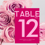 Numéro De Table Moderne et audacieuse Magenta<br><div class="desc">Présentant notre superbe Magenta Table Number Card, conçue pour insuffler à votre mariage un éclat d'élégance audacieuse et moderne. Conçu dans un esprit contemporain, chaque carte présente un décor magenta plein de vie qui promet de se démarquer avec la palette sophistiquée de votre décor mariage. La police épurée, minimaliste et...</div>