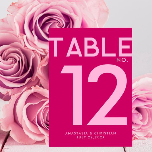Numéro De Table Moderne et audacieuse Magenta