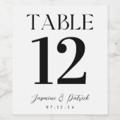 Numéro de table moderne et élégant Étiquette de vi (Étiquettes simples)