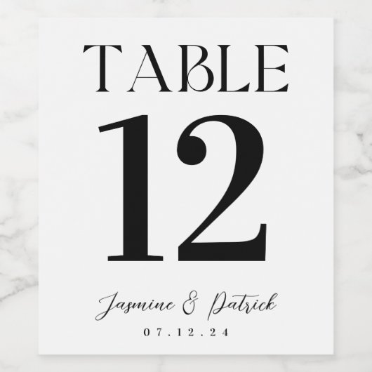 Numéro de table moderne et élégant Étiquette de vi (Étiquettes simples)