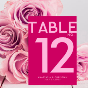 Numéro De Table Moderne et Magenta Audacieux