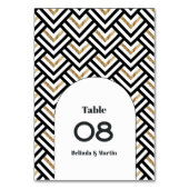 Numéro De Table Moderne Géométrique Noir et Or (Dos)