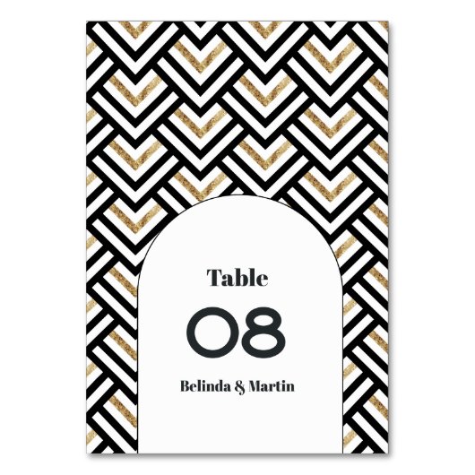 Numéro De Table Moderne Géométrique Noir et Or (Par défaut)