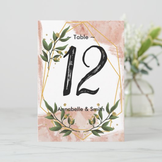 Numéro de table moderne Gold Frame Ivory Green Flo (Debout devant)