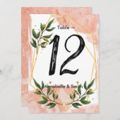 Numéro de table moderne Gold Frame Ivory Green Flo (Devant / Derrière)