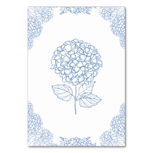Numéro De Table Moderne Hydrangea Dusty Blue Détails floraux (Dos)
