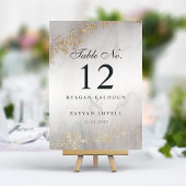 Numéro De Table Moderne Luxe Gold Flecks Gris Aquarelle Mariage Ta