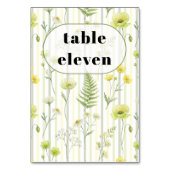 Numéro De Table Moderne Mariage à Rayures de Fleurs Sauvages Vert (Dos)