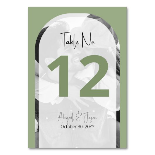 Numéro De Table 👰 🤵 moderne Mariage Arché Photo Sage Vert (Par défaut)