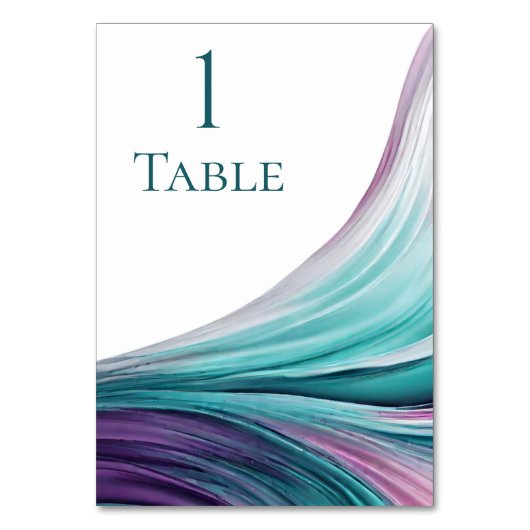 Numéro De Table Moderne Mariage-violet et Turquoise (Dos)