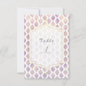 Numéro de table moderne marocain or violet et blan (Devant)