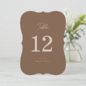 Numéro de table moderne marron beige bicolore (Debout devant)