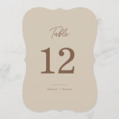 Numéro de table moderne marron beige bicolore (Dos)
