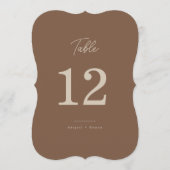 Numéro de table moderne marron beige bicolore (Devant)