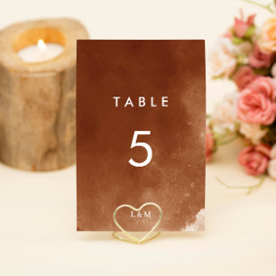 Numéro De Table Moderne minimaliste Burnt Orange Terracotta Mariag