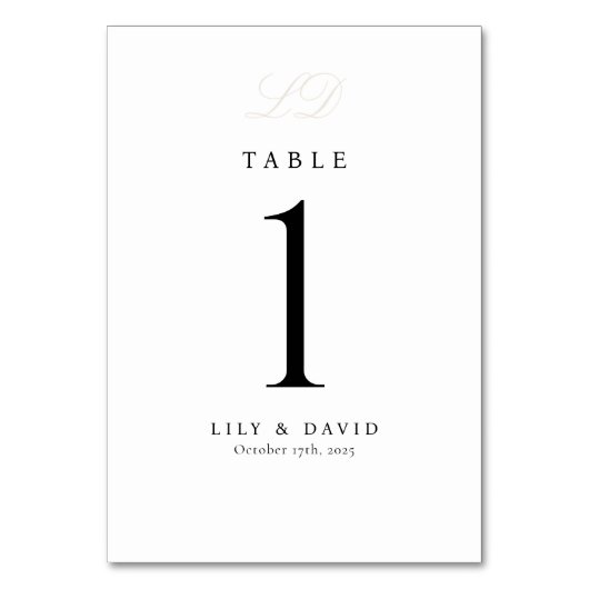 Numéro de table moderne monogramme (Par défaut)