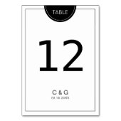 Numéro de table moderne noir et blanc (Dos)