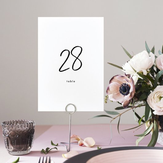 Numéro De Table Moderne Personnalisé Mariage noir blanc élégant