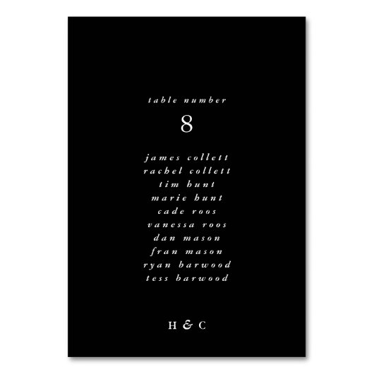 Numéro De Table Moderne Premium Noir Onyx Plain Mariage simple (Dos)