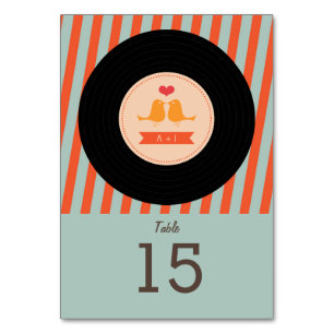 Numéro De Table Moderne Retro Vinyl Record Orange Sky Blue Mariage