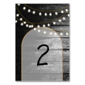 Numéro De Table Moderne Rustique Noir Bois Lumière Arc Mariage (Dos)