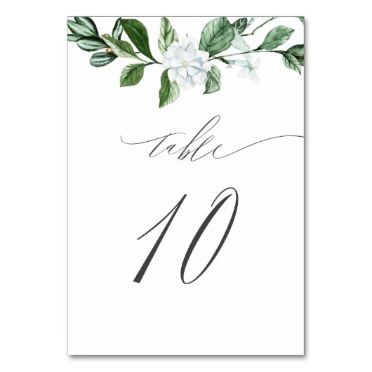 Numéro De Table Moderne Sage vert Flore blanc No 10 Mariage (Dos)