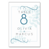 Numéro De Table Moderne Smokey Blue Accents Turquoises bleu pâle F (Dos)
