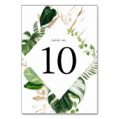 Numéro De Table Moderne Tropical Feuille Gold Personnalisé (Dos)